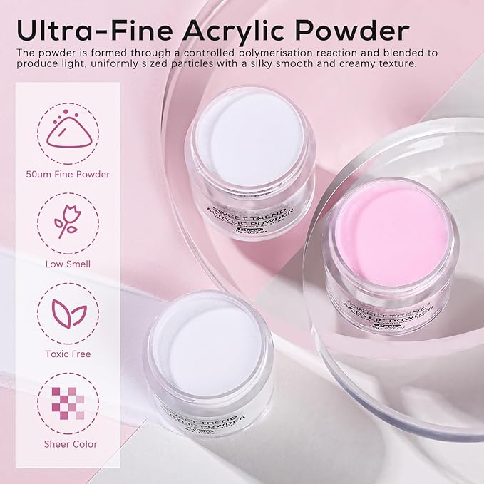 Acrylic Nail Kit for Beginners: Professional Acrylic Powder Set with Everything for Starter - U V Light Nail Drill and Liquid - Full Tools Decoration Tech Gifts for Home Salon Women