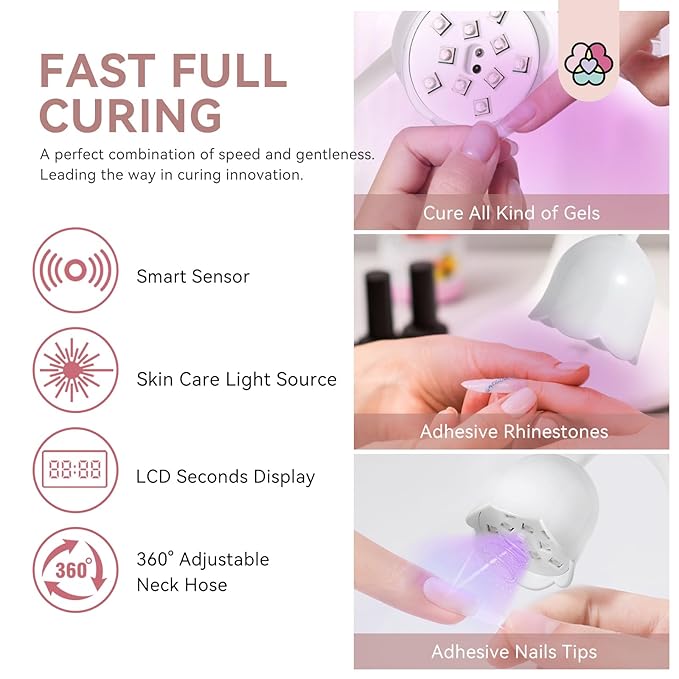 SAVILAND 30W Intellisense UV Nail Lamp: Gel Nail Lamp Cordless UV Light for Gel Nails Smart Sensor LED Flash Cure Lamp lampara led para uñas Profesional Gooseneck Flash Cure Light Home DIY Manicure