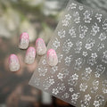 Spring Nail Stickers Silvery Flower Nail Art Stickers 5D Embossed Nail Decals White Butterfly Self-Adhesive Nail Art for Women Floral Nail Manicure Decoration