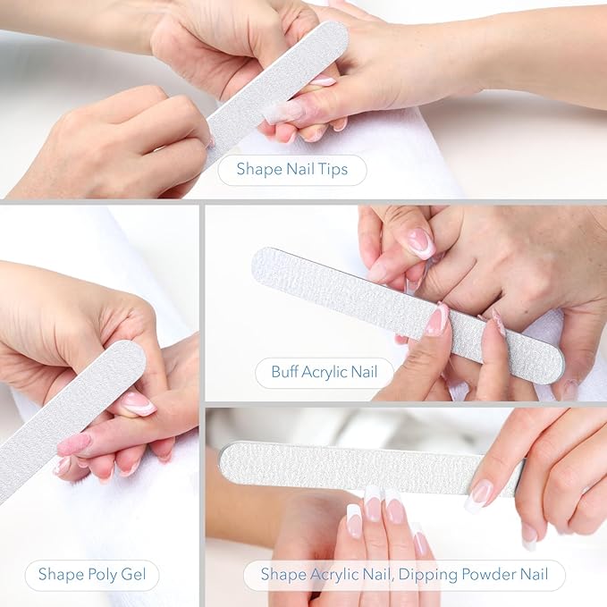 Nail Files, 50 PCS Fingernail Files 7" Long 80/100 Grit Emery Boards for Nails - Professional Nail File Bulk Washable for Acrylic, Gel, Dip Powder, and Poly Gel Nails