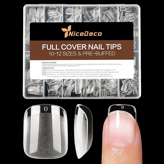 Nicedeco Gel Nail Tips Short Square Shape Nails, 504Pcs Pre Shaped Soft Tips Full Cover False Nails for Gel Nail Extensions Press on Nails - 011
