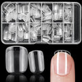240pc Square Gel Nail Tips Short Fake Nails Clear Press on Nails Acrylic Nails Tips, 12 Size XS Full Cover Nail tips Square Soft Gel Nail Tips False Nails Extension Artificial Fingernail