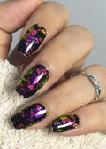 Semi Cured Gel Nail Strips, Purple Gold Foil 20pcs Adhesive UV Sticker, Wraps for Home Manicure DIY