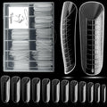 120 Pcs Poly Extension Gel Dual Nail Forms With Scale Builder Coffin Nail for Gel Manicure Art Design Salon DIY at Home (Long Dual Forms Set)