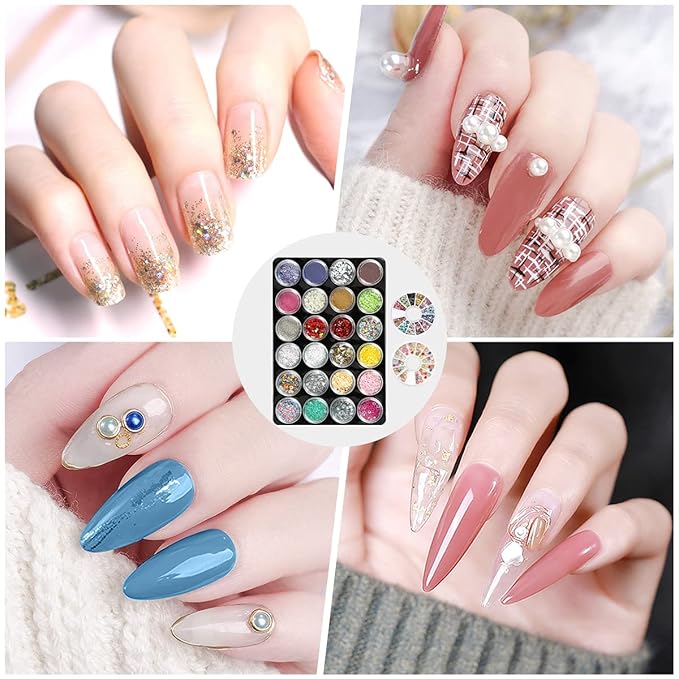 Gel Nail Polish Kit with 48W UV Lamp, 22pcs nail polish with Base Coat and Top coat, 6 Colors Extension Poly Nail Gel set，Nail Drill & More,Professional Manicure Tool for Home DIY Salon