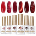 Born Pretty Jelly Red Burgundy Gel Nail Polish Valentine's Day Ruby Blood Red Glitter Cat Magnetic Eye Gel Nail Polish Wine Gel Polish Collection Soak Off U v Led Gel Nail Kit Minicure DIY Gift 6PCS