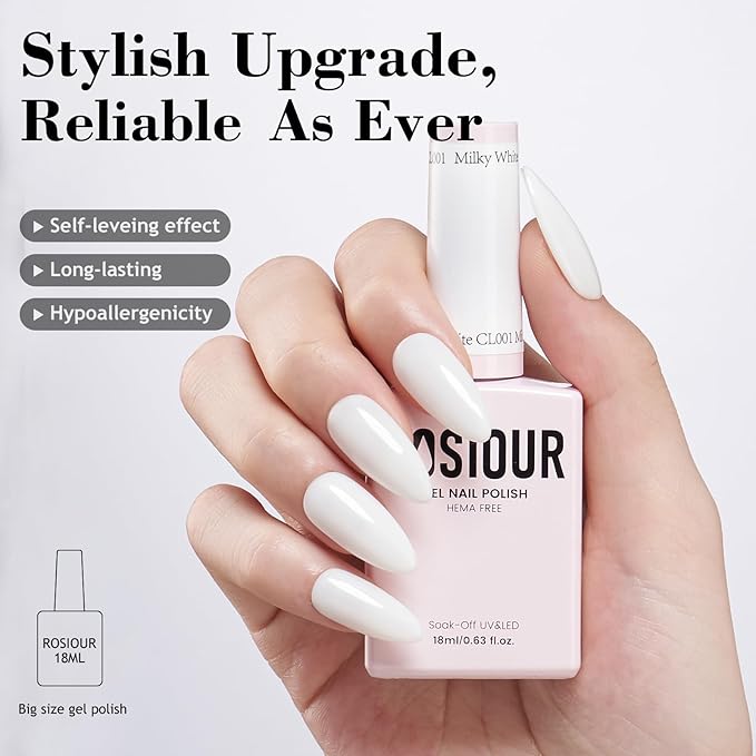 18ML Jelly Gel Nail Polish Set 6 Colors, HEMA-Free Milky White Clear Nude Pink Shades Soak Off Gel Polish Kit for Long-Lasting Nail Art, Translucent Gel Nail Kits For Home Salon & DIY