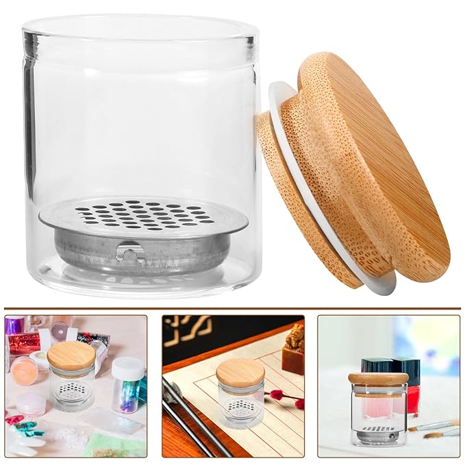 VILLCASE Nail Brushes Washing Cup, Dappen Dish with Lid, Large Capacity, Glass Nail Art Dish Manicure Bowl for Sequins Glitter Powde