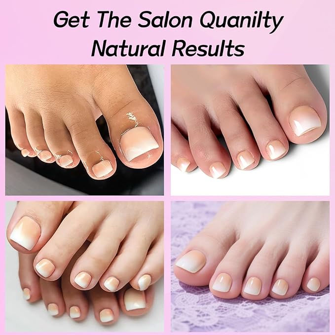 120PC Ombre Press on Toenails for Women Fake Toe nail Press ons Acrylic Toe Press on Nails Set, Ombre Press on Toe Nails Press on Fake Toenails Press ons Acrylic Toe Nail Tips Kit&Glue Tab-C