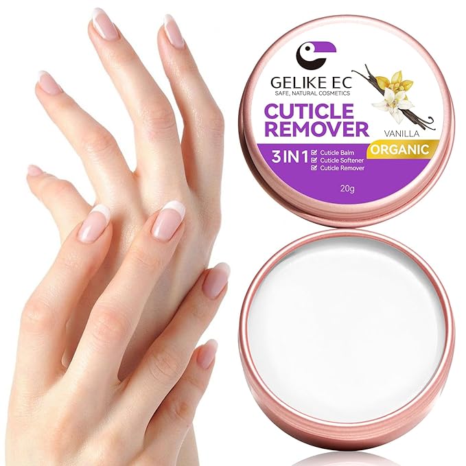 Gelike EC Cuticle Remover Cream Softener - Vanilla Scented Nail Care for Beginners - Easy-to-Use Cuticle Eraser - Gently Softens Rough Skin Around Nails