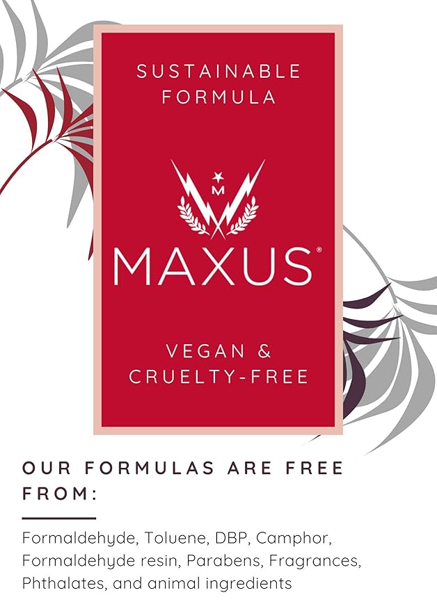Maxus Nails Nail Polish Set - Non Gel Nail Polish Gift Box with Lasting Shine, Easy Removal, and Strengthening Benefits - 4 Classic Colors Nail Polish - Made in USA (9 Free and Vegan)