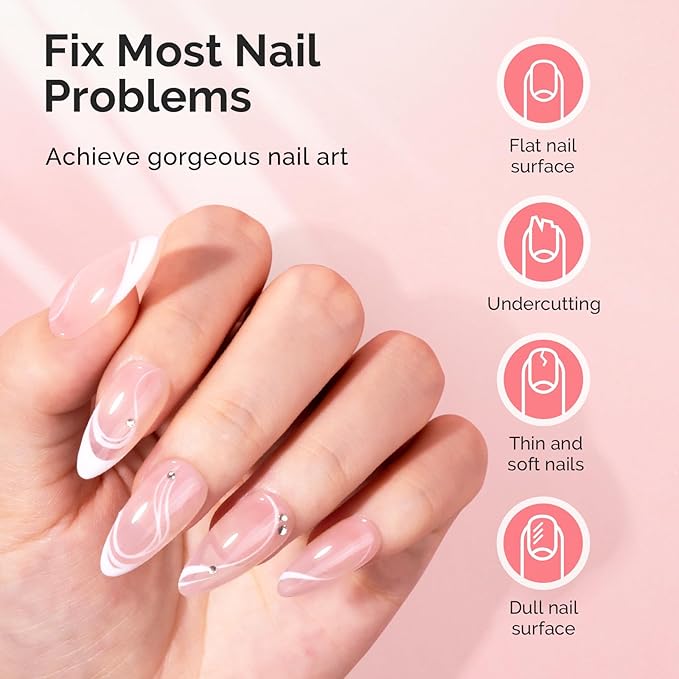 MelodySusie Hema Free Builder Gel Set for Nails Thickening, Clear and Pink, 3PCS 0.5 Fl Oz, Tpo Free, Soak Off UV Extension Gel, Nail Art Design Salon DIY Manicure at Home for Women