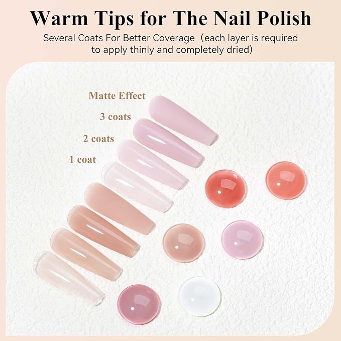 Nude Nail Polish Set: 6 Colors Vegan Regular Nail Polish Quick Dry, White Nude Sheer Pink Natural Nail Lacquer Non Gel Air Fast Drying Finger Nail Bulk DIY Salon Gift for Women