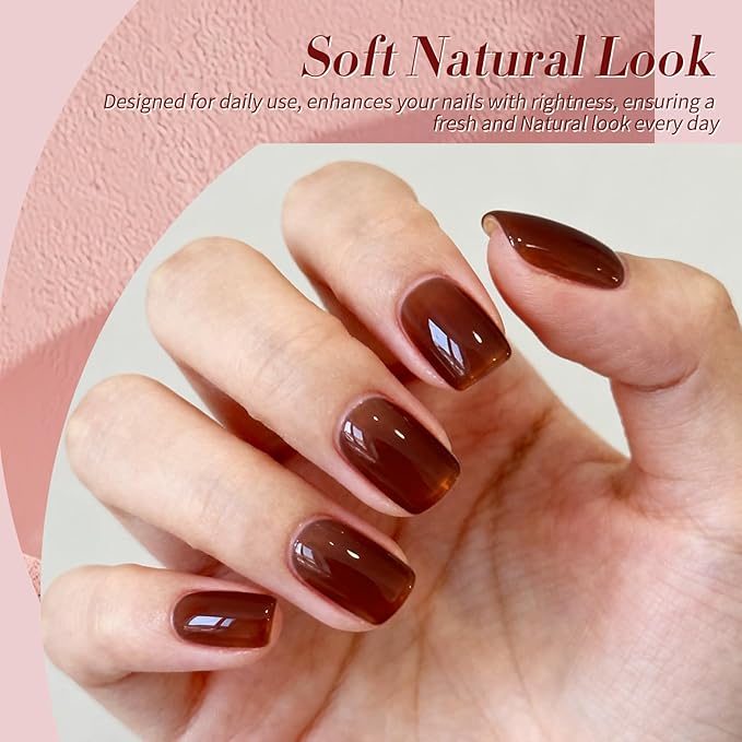 Born Pretty Jelly Gel Nail Polish Transparent Nude Pink Red Brown Burgundy Blood Wine Red 6 Colors Sheer Gel Polish Kit for Salon Manicure and Nail Art DIY at Home