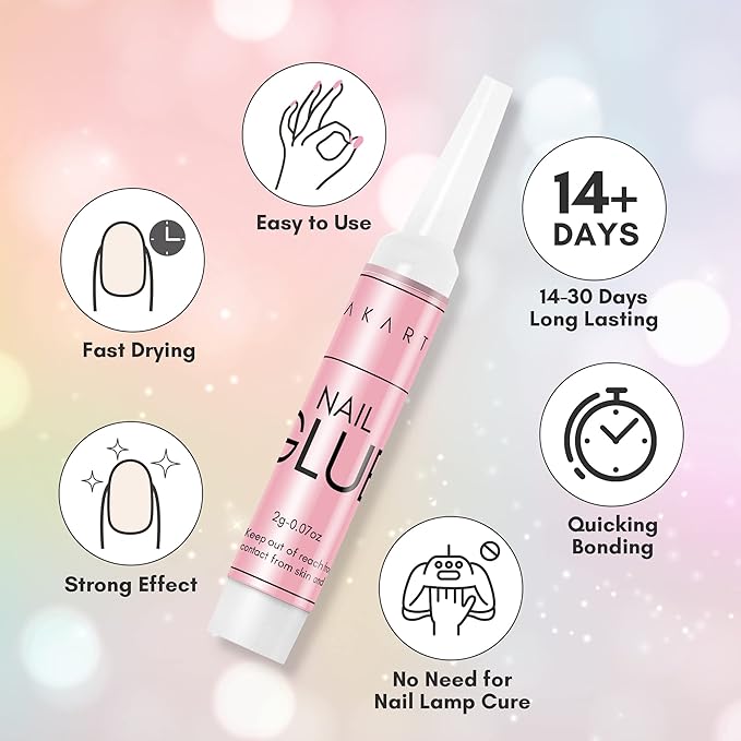 Makartt Super Strong Nail Glue for Press Ons: 100PCS Bulk Long Lasting Professional Adhesive for Fake Nail Tips,Strong, Quick Air Dry Glue 0.07oz Supplies for Salon Manicure Supplies and Home DIY Use