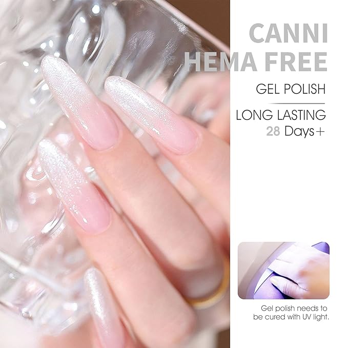 CANNI Glitter Silver Gel Nail Polish, 1Pcs Silver Sparkly Gel Polish Shiny Glitter Color Soak Off U V Nail Manicure Salon DIY at Home
