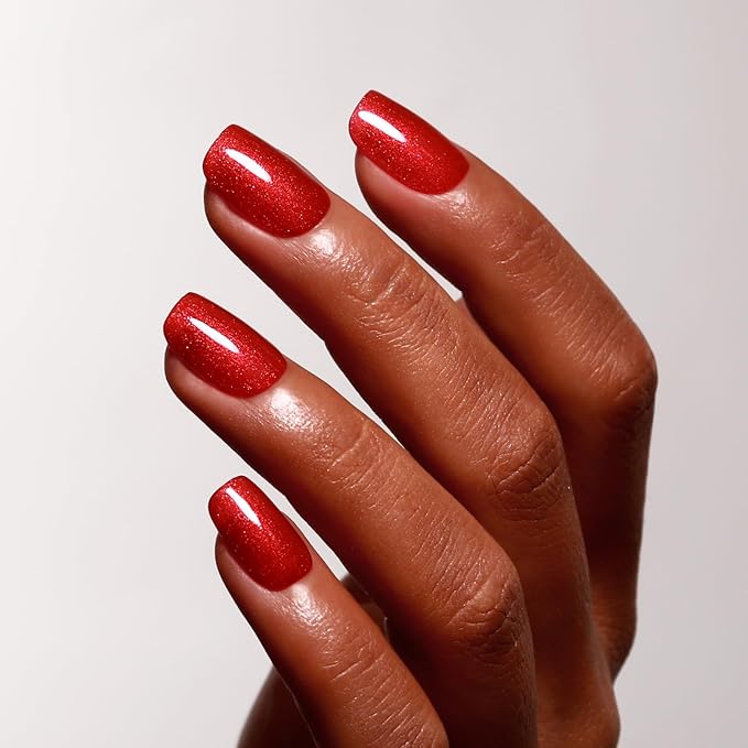 Glitter Gel Polish, Blood Red Glitter Gel Nail Polish Sparkle Shimmer Gel Glitter Nail Polish Diamond Sparkles Soak Off LED UV Gel Nail Polish for Art DIY Manicure 15ML