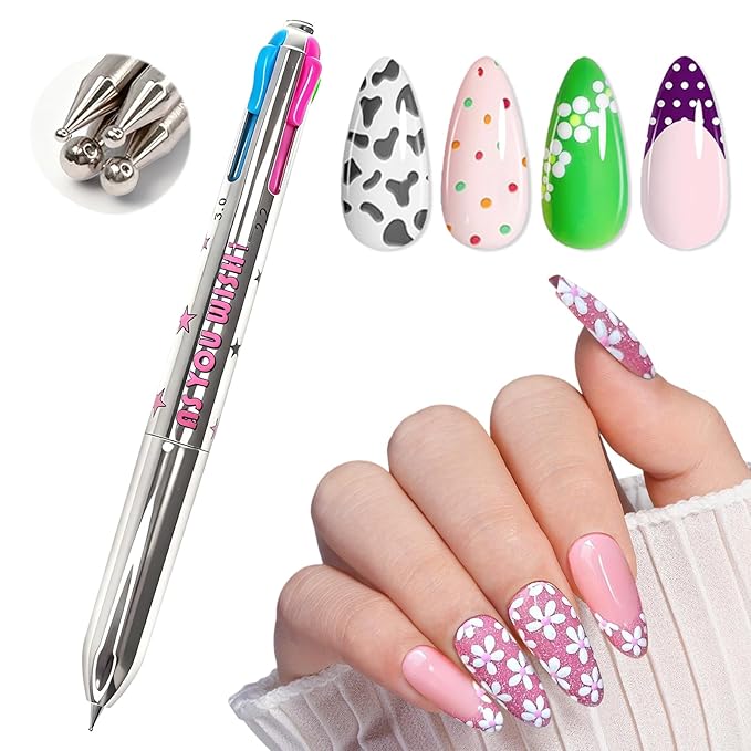 Nail Dotting Pen in Ballpoint Pen Design, Tiny Paint Brushes Liner Brush for Nails Gel, Uv Gel, Rhinestone Precision Tools for Manicure DIY,YGJ-010
