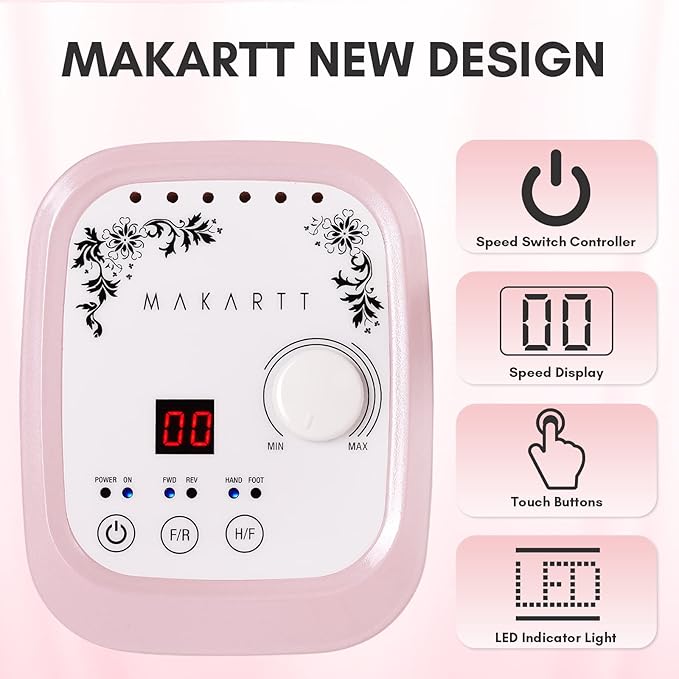 Makartt Nail Drill Bits Holder Dustproof Stand Displayer Organizer Container Bundle With Genesie Nail Drill Professional 35000RPM Electric Nail File Machine
