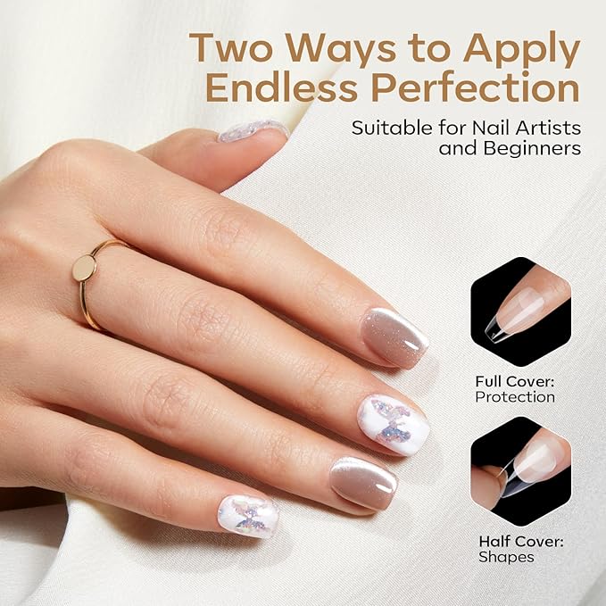 modelones Extra Short Square Gel Nail Tips, 360pcs Pre-etched Clear Fake Nails Press On Full Cover Half Matte 15 Sizes Acrylic Gel Tips for Extension Salon