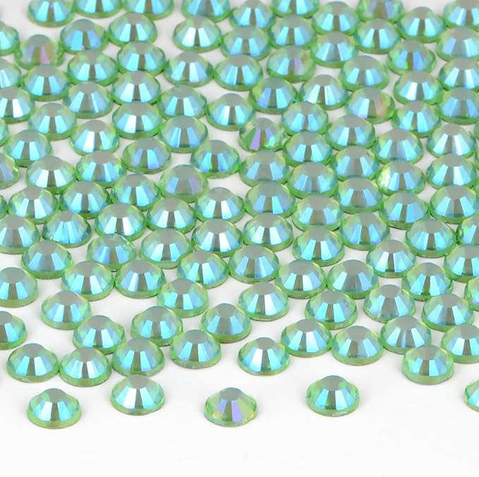 2880 Pieces SS10 Peridot AB Hotfix Rhinestones Flatback Round Crystal Glass Rhinestones Gems for Crafts Nail Face Art Clothes Shoes Bags DIY