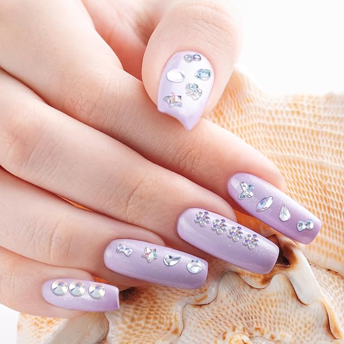 2 Disc Nail Art Charms, 3D Alloy Nail Art Decals, Mini Oval Star Flower Heart Rhinestones Handmade Supplies for Women DIY Craft Jewelry Manicure Embellishments- Silver