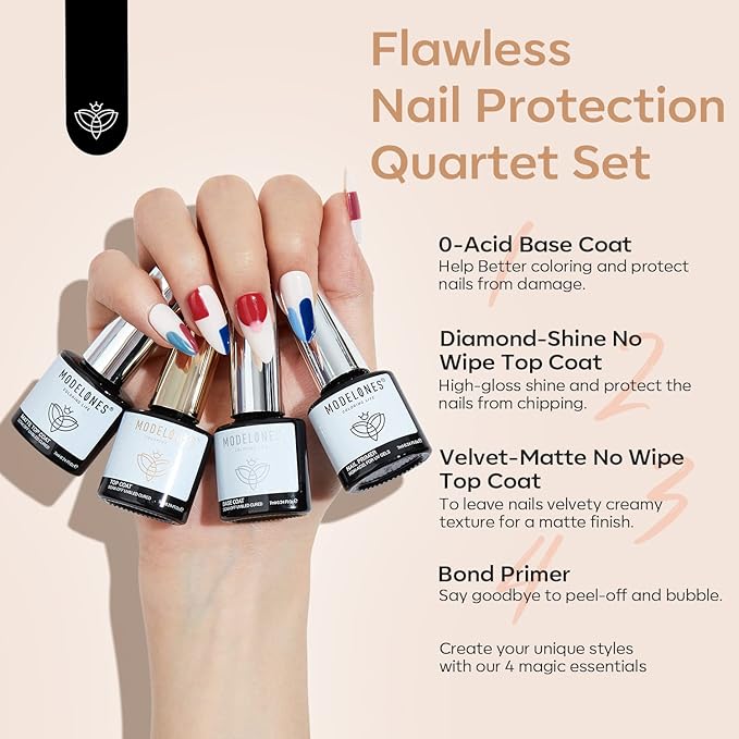 Modelones Gel Polish Nail Kit, 6 Colors 7ml Popular Nude Pink Neutral Blue Glitter Nail Polish Set Nail Art LED Manicure DIY Salon Gifts