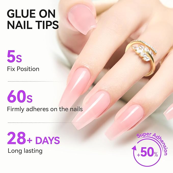 Gelike EC Pro Nail Glue & Strengthener: Nude 6-in-1 Nail Adhesive for Repair - Strengthening & Protein Repair - Perfect for Home & Salon Use 11546 - UV Needed