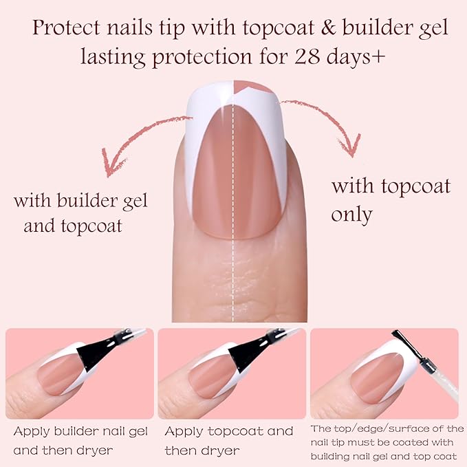 Pink French Gel Nail Tips, OPkssnails 150pcs Short Square Soft Deep French tip press on nails, Pre-shaped Acrylic False Nails, No Need to File Fake Nails Extension in 15 Sizes