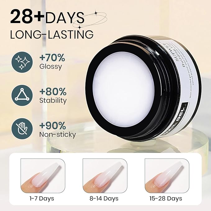 White 3D Molding Gel for Nails Art Non-Stick Hand Solid Builder Gel Hard Nails for Extension Carving Sculpting Beauty Charms for Beignner and Salon DIY