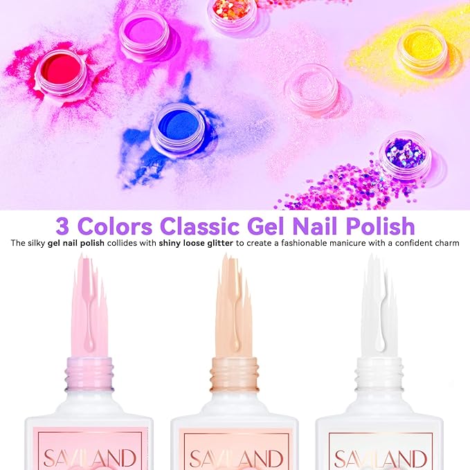 Saviland Acrylic Nail Kit with Drill – Nail Kit Acrylic Set for Nails Extension with Brush Gel Polish Builder Nail Gel Portable U V Light for Home DIY