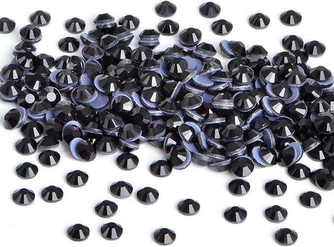 NCB 2880pcs Hotfix Rhinestones Bulk, Clear Rhinestones for Crafts Clothes, Hotfix Crystals DIY Decoration (Black, SS4 1.6mm)