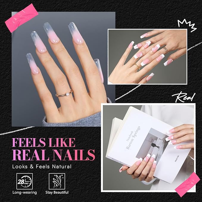 Makartt Medium Square Nail Tips: 240PCS, 13 Sizes, Half Matte, Clear Fake Nails Squoval Shapes - Full Cover Soft Acrylic Press On Nail Extensions Supplies Salon and DIY at Home