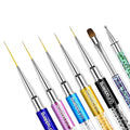 Nail Art Brushes, 7Pcs Nail Design Brushes for Salon at Home DIY Manicure with Nail Liner Brush and Double-ended Fine Nail Art Pen (7/9/11/15/20mm)