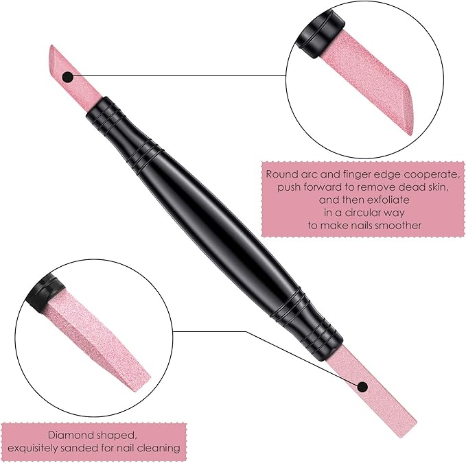 Mudder 6 Pieces Pumice Stone Nail File Cuticle Remover Stick Double-Headed Polishing Pen for Women Mother Girl Gifts Household Beauty Salon Nails Care Supplies