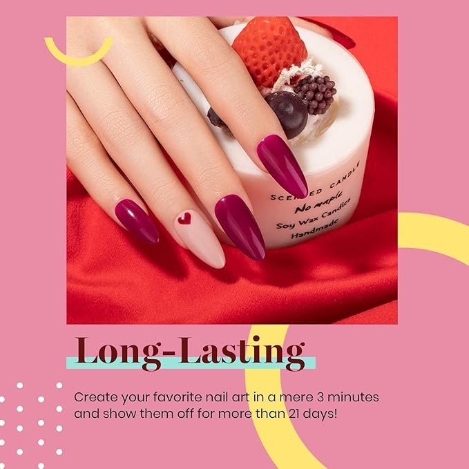 Beetles Burgundy Red Gel Polish-15ml Burgundy Dark Red Gel Nail Polish UV LED Nail Lamp DIY Wine Color Nail Art Design Gift for Women