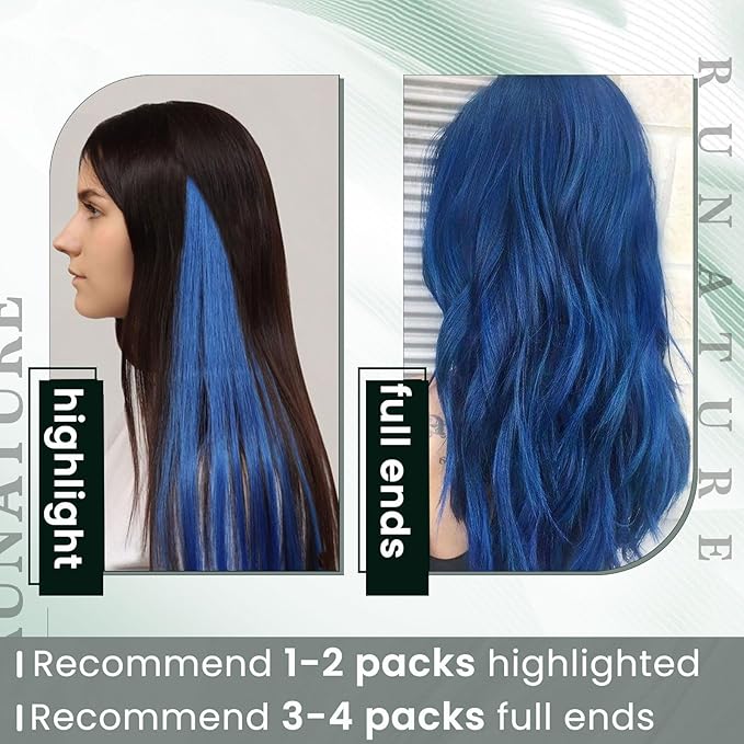 RUNATURE U Tip Hair Extensions Real Human Hair Blue K Tip Hair Extensions 22 Inch Utip Blue Human Hair Extnesions Hot Fusion Keratin Tip Extensions for Party 25g 25s