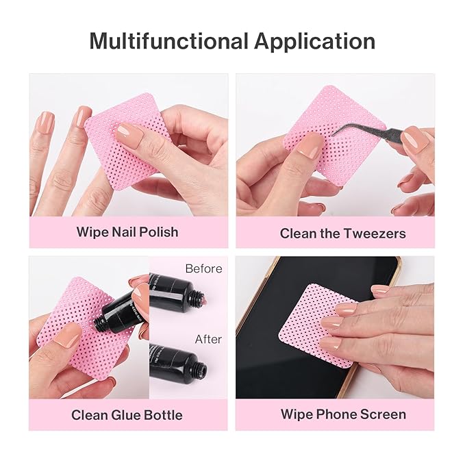 MelodySusie 900Pcs Lint Free Nail Wipes Super Absorbent Soft Non-Woven for Fingernail Polish Remover and Eyelash Extension Wipes for Nail Art