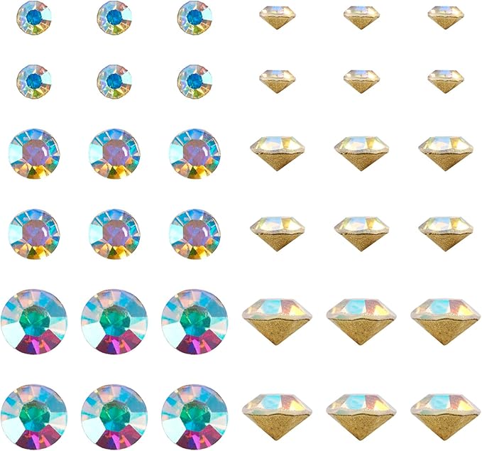 Craftdady 1782Pcs Pointed Back Glass Rhinestones 2/3/4mm Crystal AB Charms Small Crystals Gems Bulk for Nail Decorations Wedding Bouquet Jewelry Making