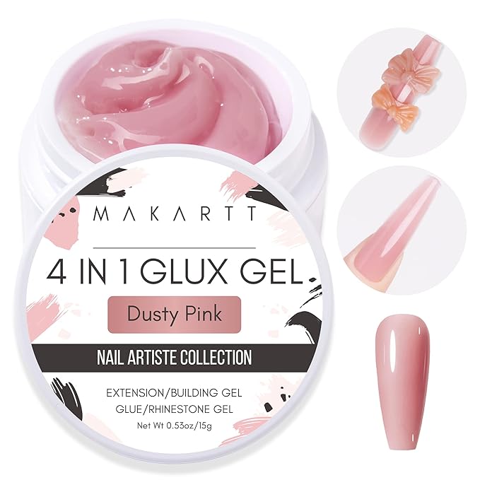 Makartt 3D Gel Nail Art: 15ML Solid Gel Builder, Non-sticky for Extension 3D Sculpting Nail, UV Glue for Acrylic Tips, Rhinestones & Sculpture Hard Gels for Nails UV/LED Lamp Required Dusty Pink