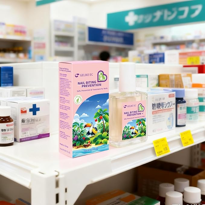 Gelike ec Stop Kids Nail Biting: Strong Extra Bitter Polish for Children - Safe Non Toxic Japanese Vegan Organic Formula to Stop Nail Biting & Thumb Sucking - Long Lasting Clear Treatment