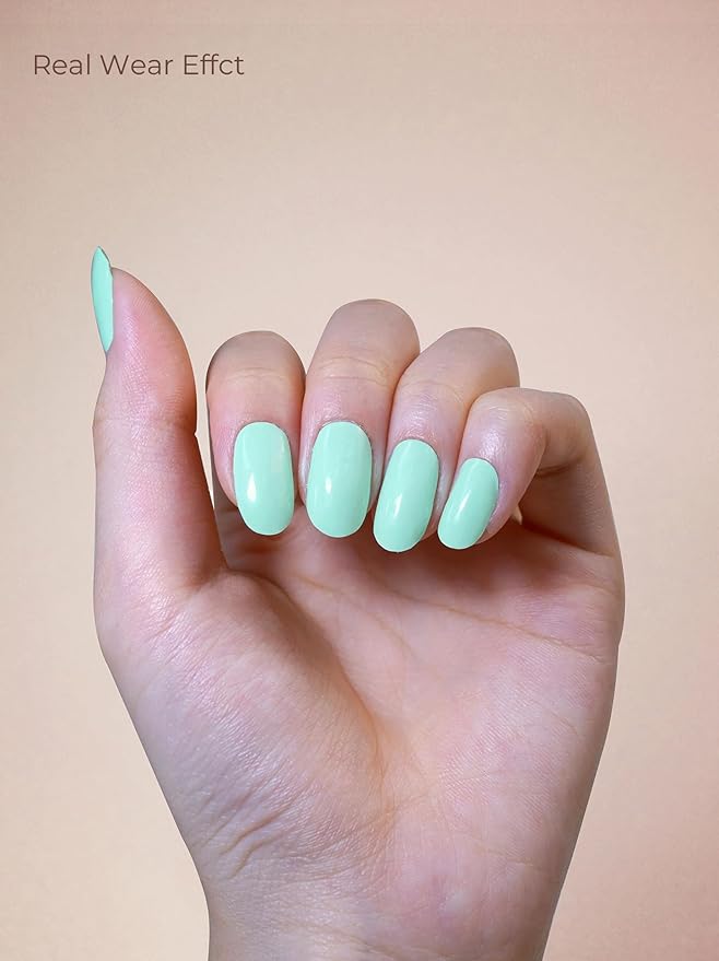 Pre Cured Gel Nail Strips - 44PCS Salon Quality Gel Nail Stickers - Long Lasting Polish Wraps for Women no UV Light Needed Easy Apply & Remove (Lime Green