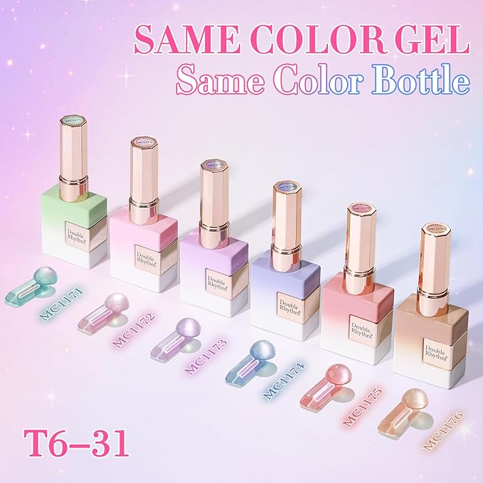 Double Rhythm 0.5 Oz Cat Eye Gel Polish with Magnet Same Color Same Bottle Holographic Glitter Shimmer Translucent Color Salon 15 ML Magnetic Nail Art (Mermaid Green-MC1171)