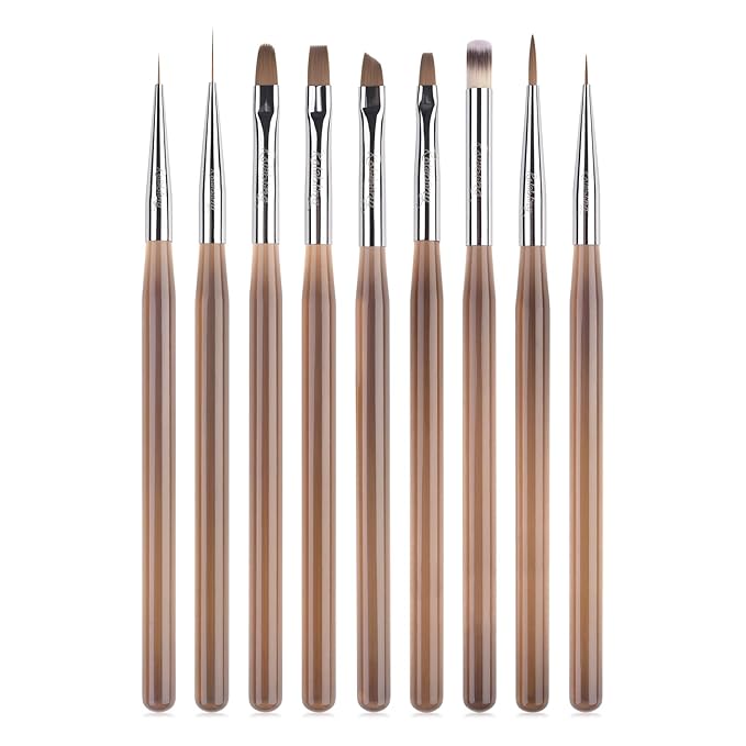 9pcs Nail Art Brush Set Nail Dotting Tools Nail Art Design Brushes Gel Polish Nail Polish Brushes 3D Nail Art Decorations Brush Nail Art Drawing Painting Brushes Manicure Nail Art Tool Set