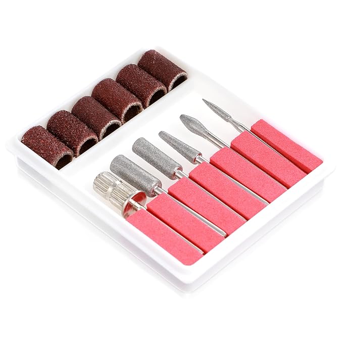 6Pcs Nail Drill Bits Set 3/32" Nail Drill Bits Sanding Bands Nail Drill Bits for Machine Replacement Electric File Nail Bits for Acrylic Gel Nails Cuticle Manicure Pedicure Polisher