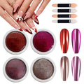 4 Boxes Red Chrome Nail Powder Mirror Effect Metalic Powder Pigments for Nails, Deepred, Pink，Rose Red Mirror Metallic Powder for Nails