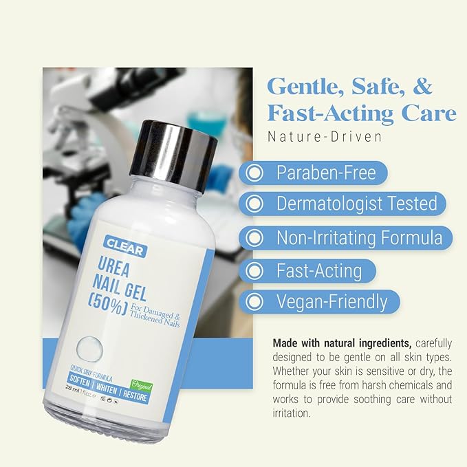 Urea 50% Nail Gel - Softens Cracked Heel Calluses & Thick Toenails - Repairs Damaged, Yellow, Discolored Nails – Highly Effective & Quick-Dry Fingernails & Toenail Treatment