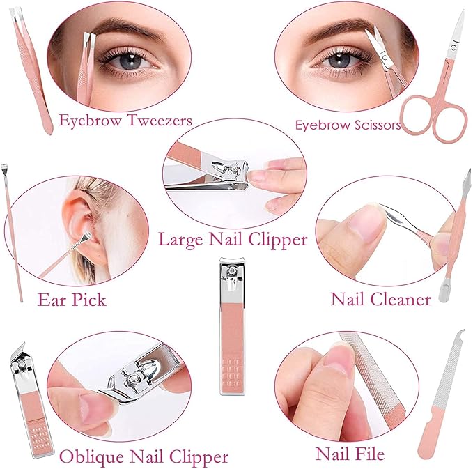 Manicure Set Women Nail Clippers Set Nail kit Manicure Pedicure Kits Professional Grooming Kit Nail Care Gift for Women Nail Sets Ultra Sharp Suitable for Home Travel Foot Hand Care Tools (Pack of 2)