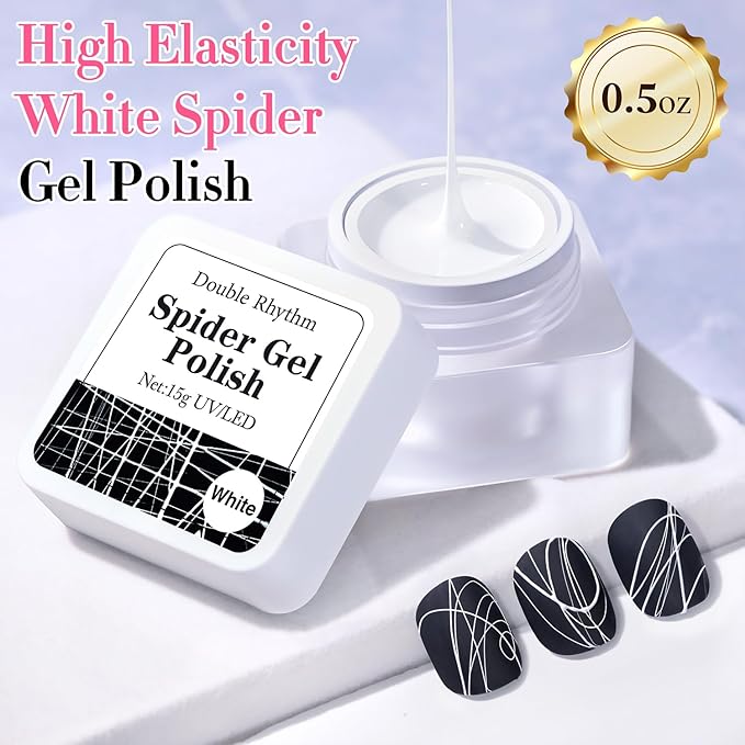 Double Rhythm 3D Nail Gel Solid Sculpting Gel for Nail Art Non-Sticky Hard Gel for Building Carving Molding Nail Extension Soak Off UV/LED Salon Home DIY 0.5 Oz(Spider White)