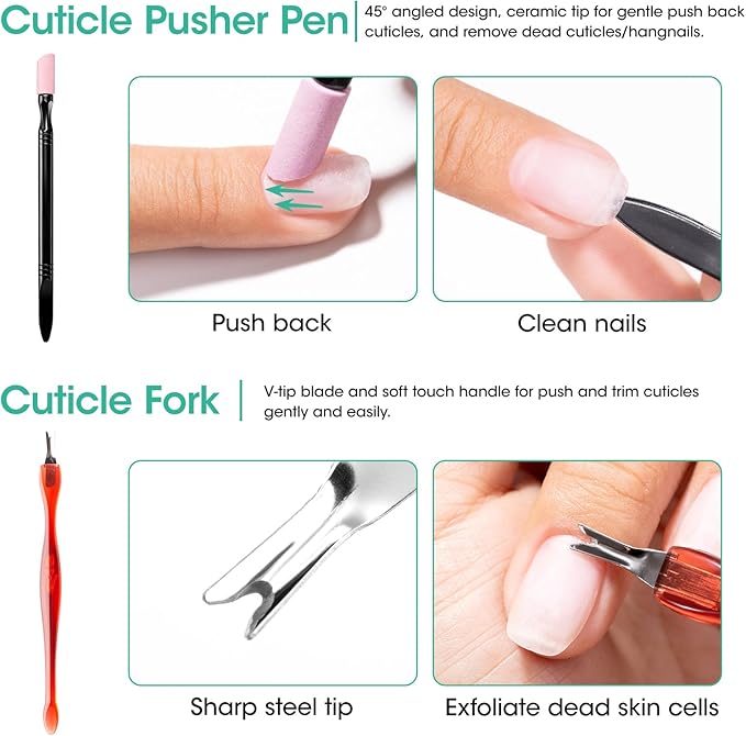 Gellen Nail Cleanser Pads 50PCS with 10PCS Manicure Tools Kit: Ceramic Cuticle Pusher Pen, Remover and Cuticle Oil Nail Prep Care Kit, Nail File 100/180, Polishing Buffer, Nail Clipper & Brush